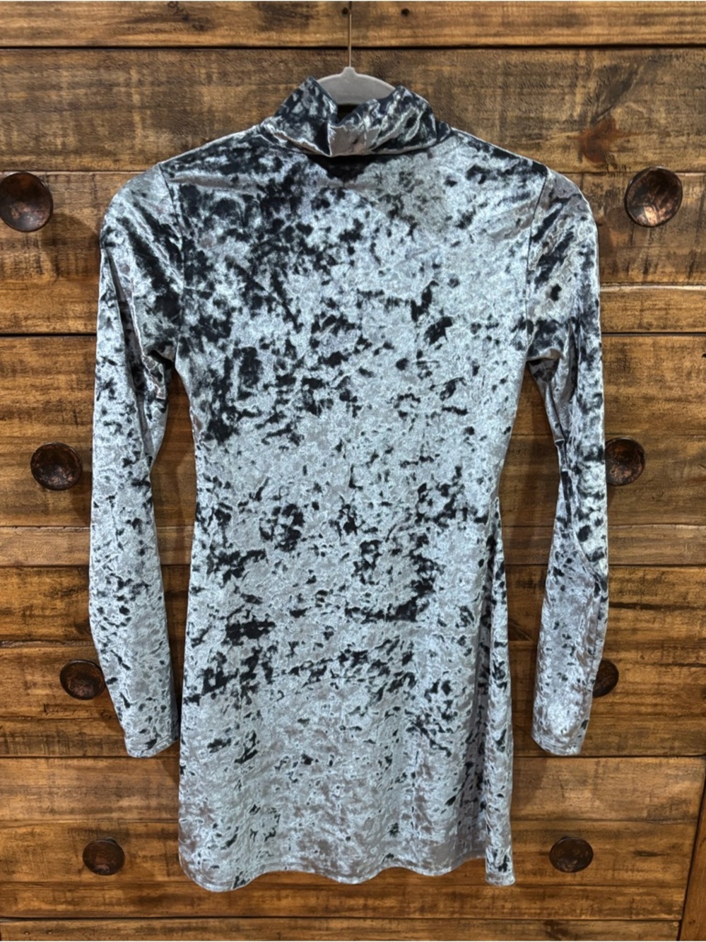 Kimchi Blue Crushed Velvet Long Sleeve Turtleneck Dress - Picture 2 of 7